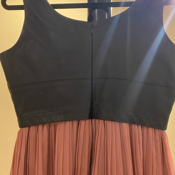 Jack By BB Dakota Elina Faux Leather Bodice Pink Chiffon Pleated Dress - Picture 7 of 15